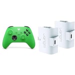 Xbox Manette sans Fil - Velocity Green Series X, Series S, One, Windows 10 & 11, Android et iOS+Venom Pack de Deux Batteries Rechargeables pour Manette Blanc