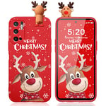 Pnakqil Noël Coque pour Xiaomi Poco M3 Pro/Redmi Note 10 5G 6.5",Etui en Mignon Rouge Silicone TPU 3D Cerf Poupée Dessin Animé Motif Cadeau de Noël Housse de Protection Souple Antichoc Case,Cerf