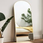 Melodieux Arch Mirror Full Length Big Floor Mirror with Stand 180x76cm Large Free Standing Full Body Mirror Gold Frame Dressing Mirror Hanging Leaning Mirror Wall-mounted for Bedroom Living Room