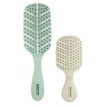 Beter - Lot de brosses à cheveux naturels en fibre - Brosse anti-traction + mini brosse, idéale pour les voyages, durables et réutilisables, 2 articles