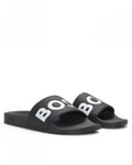 Boss Orange Aryeh Mens Italian-Made Slides With Large Logo Detail - Black - Size UK 10