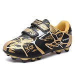 Boys Football Boots Shoes Kids Girls FG/AG Soccer Athletics Sport Shoes Training Shoes Running Shoes Teenager Indoor Outdoor Football Shoes Sneakers for Unisex 2 UK Covert EU 34 Black Gold