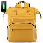 LOVEVOOK Laptop Backpack Women Waterproof Smart Travel Backpack with 14, 15.6 Laptop Compartment School Rucksack with USB Charging Port for University Travel School Students Work (15.6inch, Yellow)