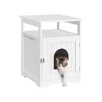 Yaheetech - Meuble Litiere pour Chat Maison de Toilette Chat en Bois 52 × 49 × 64,5 cm 1 Etagère Ouverte 7 Trous d'Aération 1 Porte-Serviettes Blanc