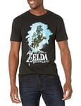 Nintendo Men's Zelda Breath of The Wild Link Epona Posing T-Shirt, Black, S