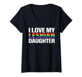 Womens I love my lesbian daughter V-Neck T-Shirt