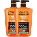 L'oreal Paris Men Expert Hydra Energetic Body Shower Gel Large XXXL Pack 2 x 1L