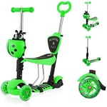 YOLEO Trottinette avec Siège 5 en 1 pour Enfants, Trotinette 3 Roues Plateau Antidérapant LED Roues, Patinette réglable en Hauteur Trottinettes Classiques Enfant, Idéal Cadeau pour Enfants 2 a 6 Ans