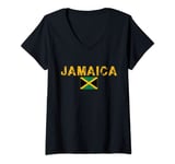 Womens Vintage Jamaica Flag Jamaican Pride Clothing Sports Jersey V-Neck T-Shirt