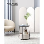 Vasagle - Petite Table Basse Ronde, Table d'Appoint avec Panier en Tissu, Rangement, pour Salon, Chambre, Table de Chevet, Style Moderne, Gris Ciment