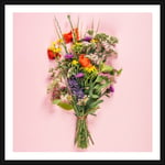 Plakat Colorful Bouquet, sort ramme, 50x50 cm