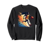 Vintage Retro Basketball Girl Jersey Graphic Design Art Sweatshirt