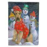 Airedale Snowpeople Julflagga Canvas House Storlek