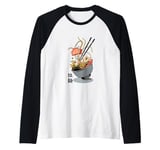 Japanese Ramen Bowl with Chopsticks, For Real Noodle Lovers Raglan Baseball Tee