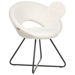 Chaise Design à Dossier Ajouré Piètement Croix Rétro en Bouclette Blanc Cassé R