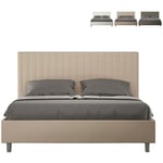 Lit coffre 160x190 double sommier design moderne Sunny m Couleur: Beige - Version: Modèle standard