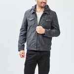 TRAPPEUR - blouson droit avec capuche trappeur gris foncé homme