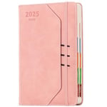 Academic Diary 2025 Diary A5 Page a Day - Hardcover Daily Planner with Hourly Schedule, 2025 Full Year Appointment Diary, January 2025 to December 2025 (Pink)