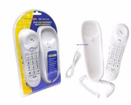 SLIM LINE CORDED TELEPHONE PHONE RINGER INDICATOR POWER PLUS  WALL MOUNTABLE wht