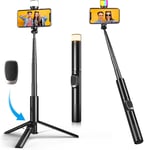 Perche à Selfie, Trepied Smartphone avec Lumière Réglable et Télécommande 33cm-170cm Extensible Selfie Stick Trépied pour Voyages, Vlogs, Vidéos, Compatible avec iPhone/Samsung/GoPro/Camera