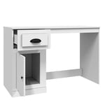 Skrivebord med skuffe 115x50x75 cm konstrueret træ hvid