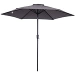 Parasol inclinable de jardin balcon terrasse manivelle toile polyester imperméabilisée haute densité 180 g/m² Ø2,7 x 2,35H m alu gris