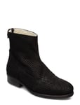 Carla F Boots Shoes Ankle Boot - Flat Svart [Color: BLACK MUSTANG SNAKE SUEDE 100 ][Sex: Women ][Sizes: 36,38,39 ]