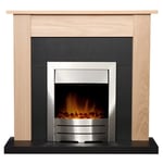 Adam Southwold Fireplace in Oak & Black with Colorado Electric Fire in Brushe...