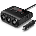 Groofoo - 100W/12V/24V Prise Allume-Cigare de Voiture 3 Ports + 4 Ports de Charge USB,Adaptateur Chargeur avec Voltmètre led et Interrupteur