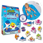 Baby Shark Gelli Baff Blue with Free Floating 3D Bath Sticker from Zimpli Kids, 1 Bath or 6 Play Uses, Magically turns water into thick, colourful goo, Bath Toy Gift for Children, Novelty & Gag Toy