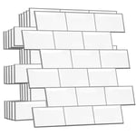 WALPLUS Credence Adhesive pour Cuisine Carrelage Adhesif Mural Cuisine Salle de Bain 3D Stickers Carrelage Auto Adhésif Autocollant London Metro Classic Brick Brilliant White 12pcs 30.5x15.4cm