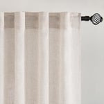 MIULEE Rideaux Rideau Voile Modernes Rideaux en Lin Translucide pour Deux Portes de Balcon Rideaux pour Salon Chambre à Coucher Lot de 2 Lin Naturel Blanc HxL 245x140 cm