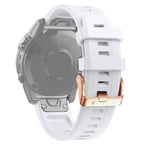 För Garmin Fenix 6S 20mm Rose Gold Spänne Silikon Watch Band White