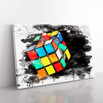 Rubik Cube V3 Modern Canvas Wall Art Print Ready to Hang, Framed Picture for Living Room Bedroom Home Office Décor, 60x40 cm (24x16 Inch)