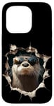 Coque pour iPhone 15 Pro Oeuvre d'art drôle de loutre Animal mignon de zoo de loutre