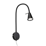 Briloner Leuchten 2082-015 LED, Lampe de Chevet avec Bras Flexible, Interrupteur Marche/arrêt, 4 Watt, 400 lumens, 3.000 Kelvin, métal, Noir, 4 W