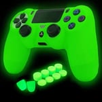 Ps4 Controller Skin Silicone Grip Glow In Dark ¿¿Tui De Protection Pour Ps4/Slim/Pro Dualshock 4 Controller + 8 Fps Pro Thumb Grips + 2 Pcs Caps & L2 R2 Trigger.