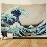 Indian Tapestry Seinään ripustettavat kuvakudokset The Great Wave Off Kanagawa Mandala Wall Tapestry Art Nature -kodin koristeilla (Wave, L / 150x200cm)