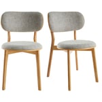 Miliboo - Chaises scandinaves en tissu gris clair et bois clair massif (lot de 2) fauvette