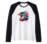 Dripping Paint Art Bald Eagle Bald Eagles Raglan Baseball Tee