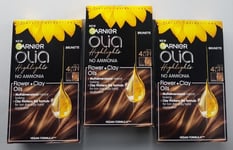 3 X Garnier Olia Highlights for Brunettes Permanent Hair Dye Lifts Colour 