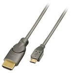 Lindy 0.5m HDMI - USB 2.0 Micro B M/M - Video Cable Adapter (HDMI, Micro-USB, Ma