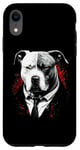 Coque pour iPhone XR Pitbull Dog Gangster en costume Funny Mob Boss sur le thème