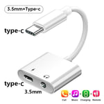 Adaptateur Audio 2 En 1 Usb Type-C Vers Prise Jack 3/5mm,Charge 3.5mm,Câble Mx Pour Samsung,Xiaomi,Huawei,Connecteur De Casque Filaire - Type Usb C-3.5mm Type C