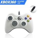 Manette de jeu  filaire Contrôleur pour Xbox 360 et PC & USB Manette de jeu Joystick - Blanc