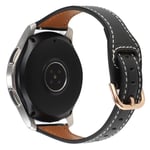 Samsung Galaxy Watch 5 Pro 45mm / Watch 5 44mm - Ægte læder urrem - Sort/Rosa guld