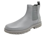 Calvin Klein Bottines Chelsea Homme Eva Mid en Cuir, Gris (Charcoal Grey), 45