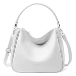 David Jones - Sac à Main Hobo Femme - Sac Porté Epaule Bandoulière Simili Cuir PU - Cabas Fourre-Tout Taille Moyenne avec Poignée Anse Longue - Mode Ville Classique Pratique Elégant - Blanc