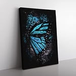 The Blue Butterfly Effect Paint Splash Modern Canvas Wall Art Print Ready to Hang, Framed Picture for Living Room Bedroom Home Office Décor, 60x40 cm (24x16 Inch)