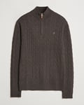 Morris Merino Cable Half Zip Brown